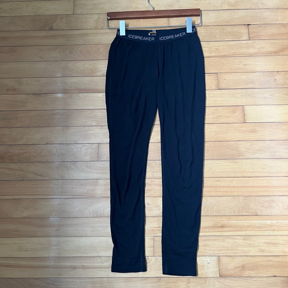 Icebreaker Merino 200 Bodyfit Leggings Black Womens XS Base Layer Thermal Pants